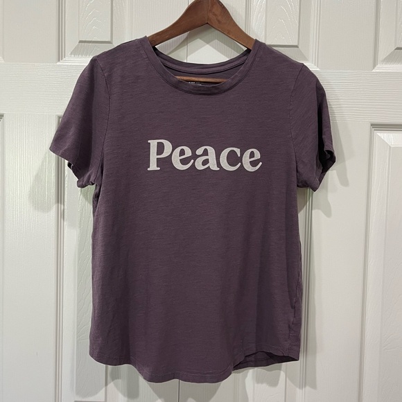 Old Navy Women’s EveryWear Slub-Knit Peace T-Shirt Purple Medium - Picture 2 of 7